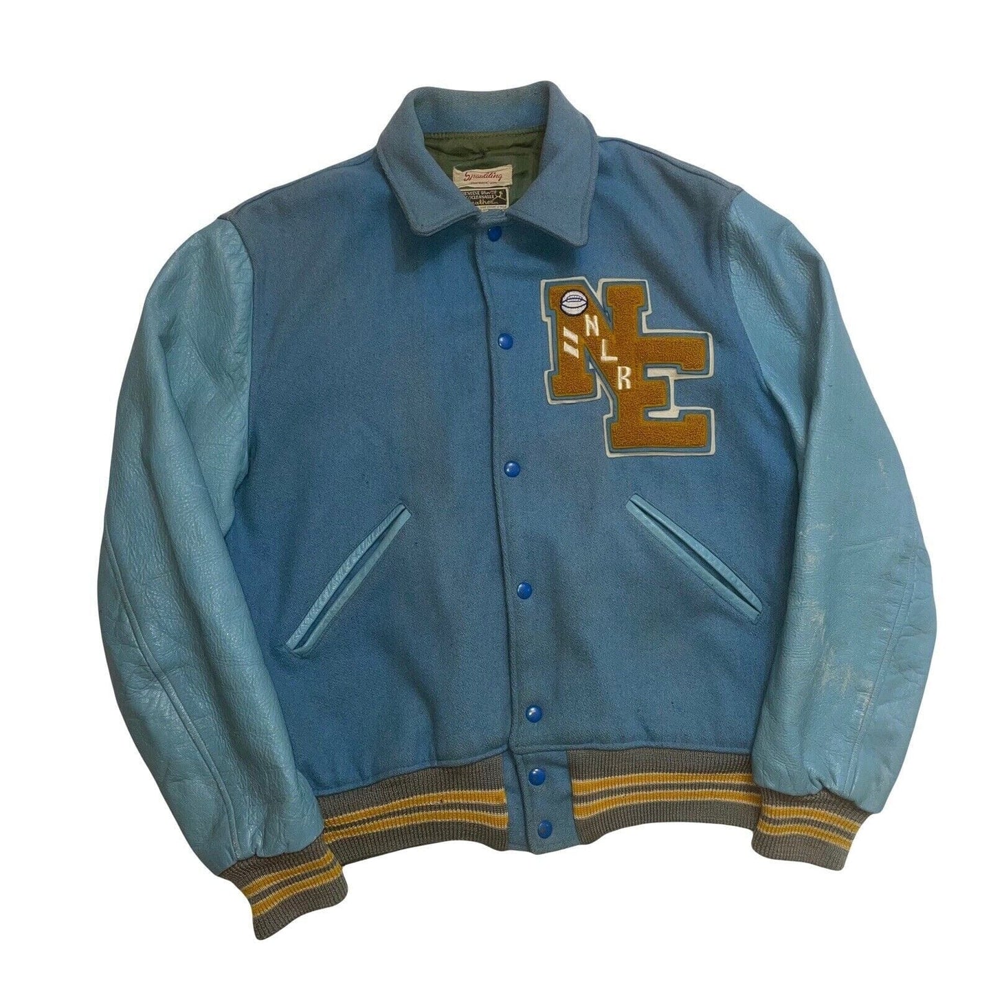 1960s 1970s Baby Blue NLR Varsity Letterman Jacket