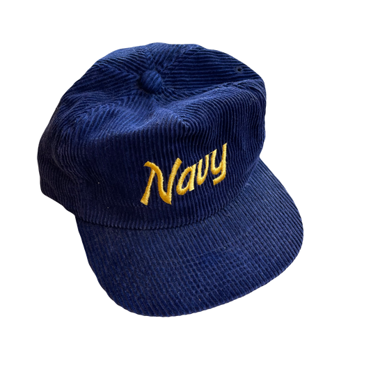 Vintage 1990s Sports Specialties Navy/Gold Corduroy US Military USN Navy Hat